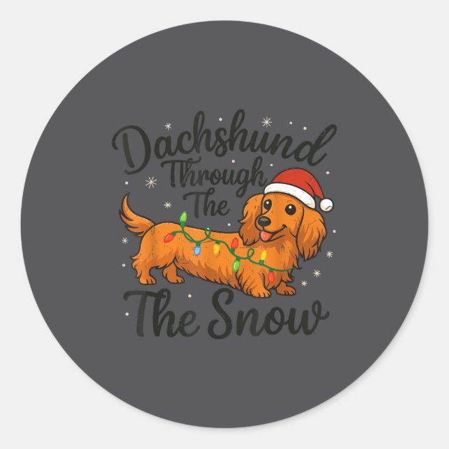 Sticker Rond Dachshund Through The Snow Christmas Pajama Toddle (Devant)