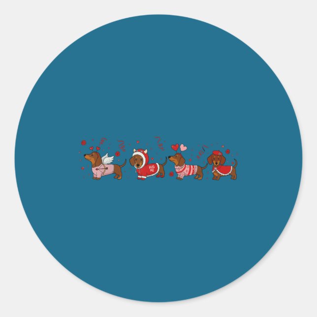 Sticker Rond Dachshund Valentine Dachshund Valentine’s Day Saus (Devant)