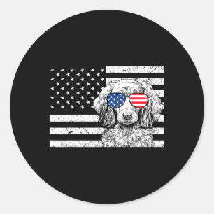 Sticker Rond Dachshund Weiner Dog 4 juillet US Drapeau américai