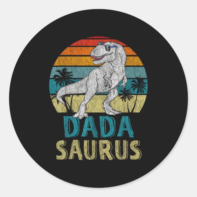 Sticker Rond Dadasaurus T Rex Dinosaur Dada Saurus Family Match (Devant)