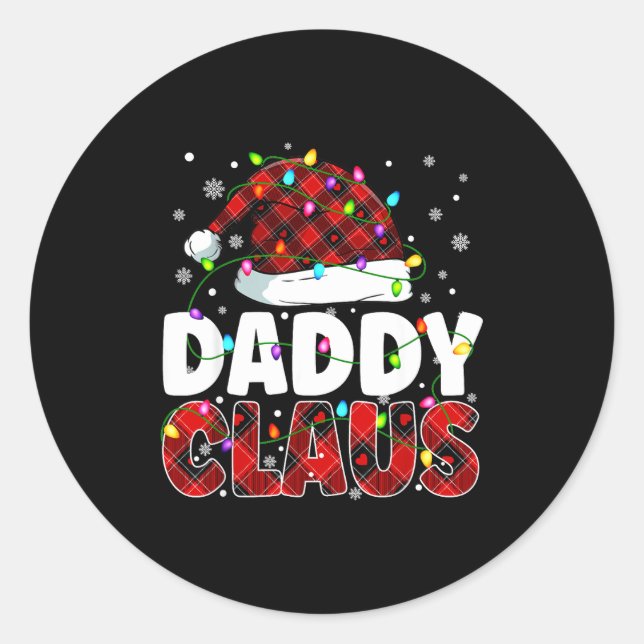 Sticker Rond Daddy Claus Merry Christmas Santa Hat Family Match (Devant)