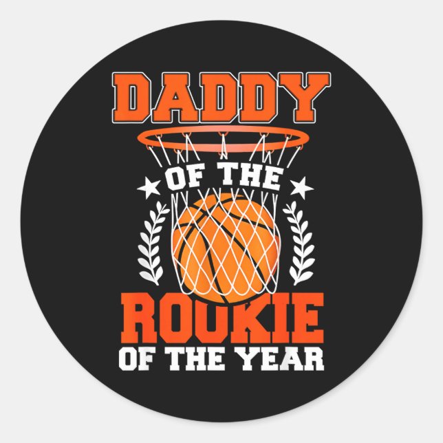 Sticker Rond Daddy Of Rookie 1st Basketball Bday Theme Matching (Devant)
