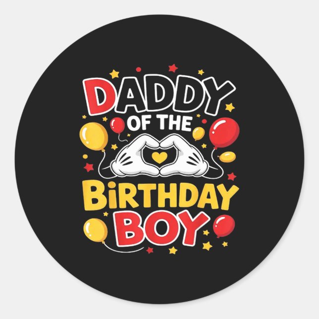 Sticker Rond Daddy Of The Birthday Boy Shirt Matching Dad Son F (Devant)