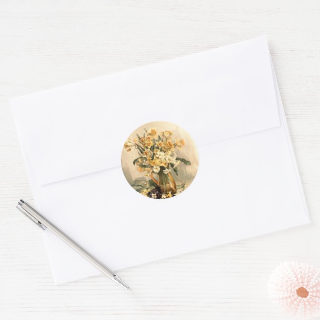 Sticker Rond Daffodiles, Floral (Enveloppe)