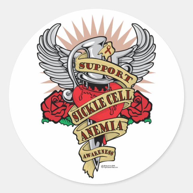 Sticker Rond Dagger d'anémie de la faucille (Devant)