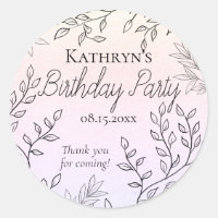 Dainty Black Floral Outlines rose Anniversaire
