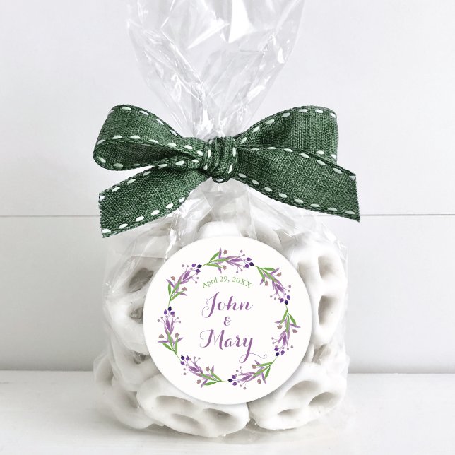 Sticker Rond Dainty Foliage Aquarelle Mariage de couronne (Créateur téléchargé)