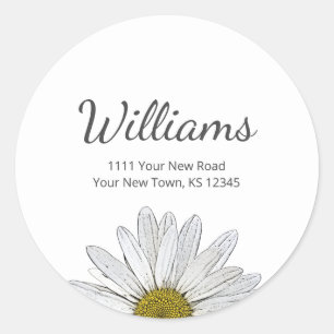 Sticker Rond Daisies modernes Tendance Gris Script Retourner l'