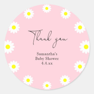 Sticker Rond Daisy - Baby shower merci