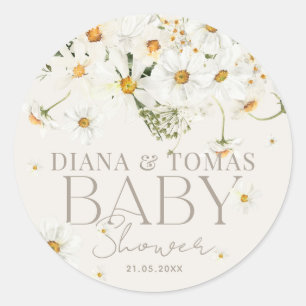 Sticker Rond Daisy Boho Baby in Bloom Shower