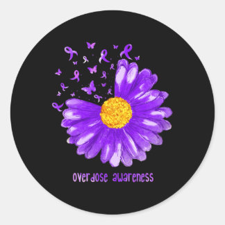 Sticker Rond Daisy Butterfly Purple Ribbon