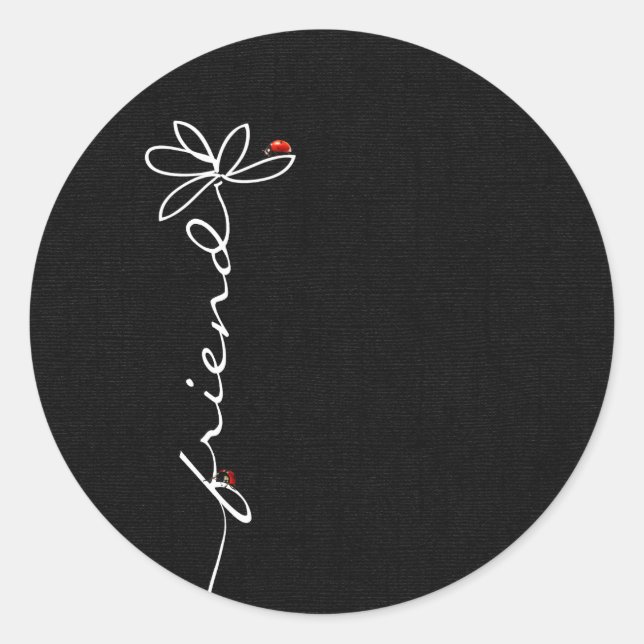 Sticker Rond Daisy Friend avec des bugs de femmes (Devant)