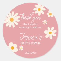 Daisy rétro rose baby shower boho