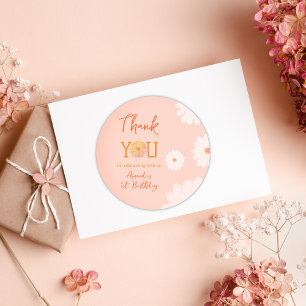 Sticker Rond Daisy Wild One premier anniversaire fille Floral