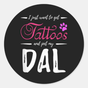 Sticker Rond Dal Amoureux des chiens Tattoo drôle Dalmatien Chi