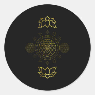 Sticker Rond Dala de géométrie sacrée de Sri Yantra