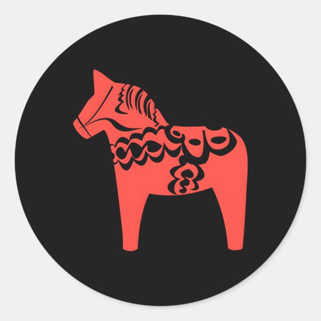 Sticker Rond Dala Horse Dalarna Suède Sverige (Devant)