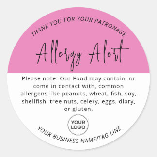 Sticker rond d'alerte d'allergie rose