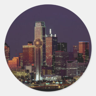 Sticker Rond Dallas, Texas night skyline