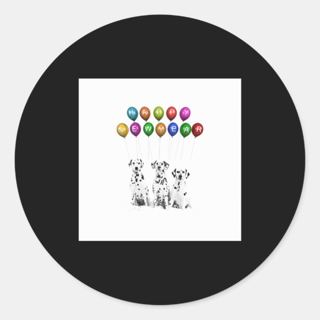 Sticker Rond Dalmatians Wishing Happy New Year 2016  (Devant)