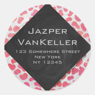 Sticker Rond Dalmatie rose et blanc avec monogramme