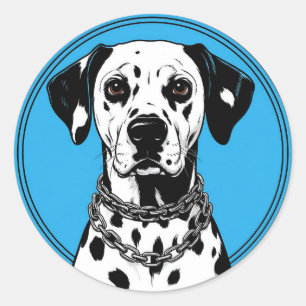 Sticker Rond Dalmatien avec collier à chaîne