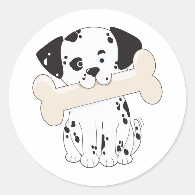 Sticker Rond Dalmatien avec os (Devant)