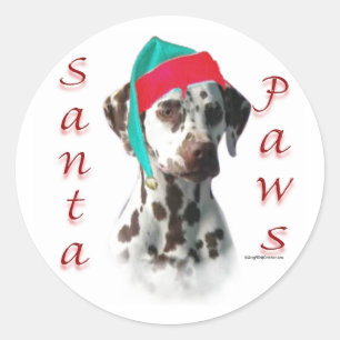 Sticker Rond Dalmatien (foie) Père Noël Paws