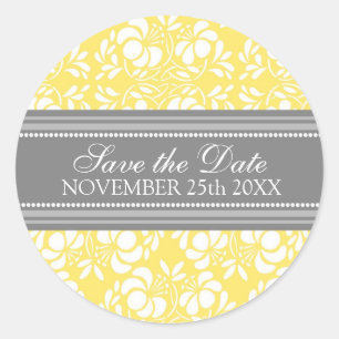 Sticker Rond Damas citron Enregistrer la date Enveloppe Sceau
