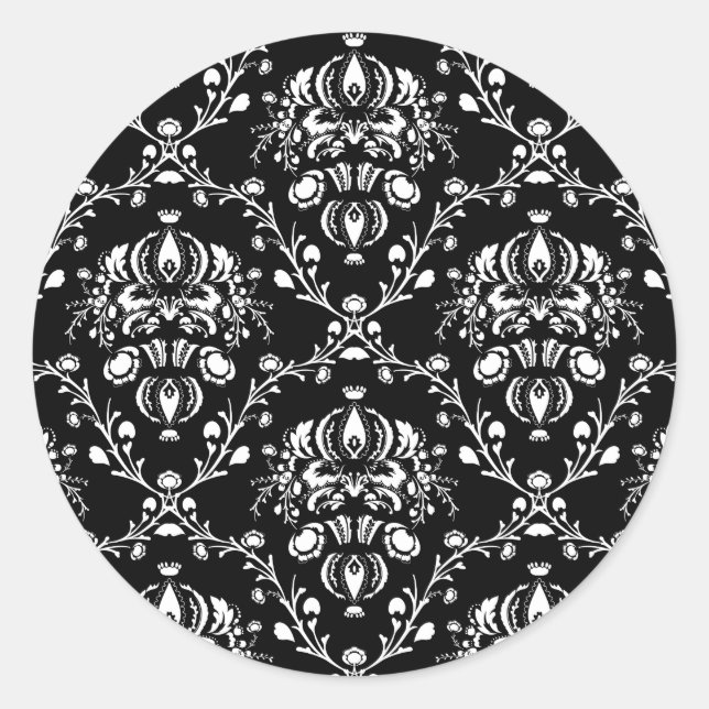 Sticker Rond Damas noir et blanc (Devant)