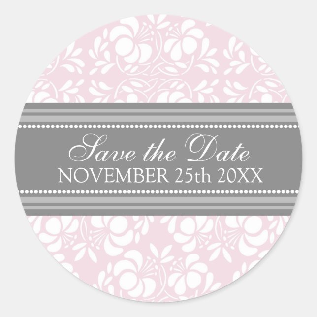 Sticker Rond Damas roses Enregistrer la date Enveloppe Sceau (Devant)