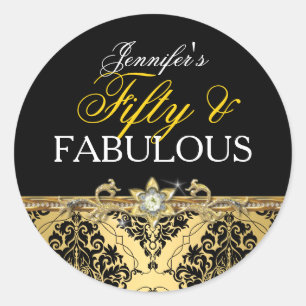 Sticker Rond Damask doré élégant Cinquante et Fabuleux 2