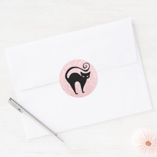 Sticker Rond Damask Glam Halloween Kitty