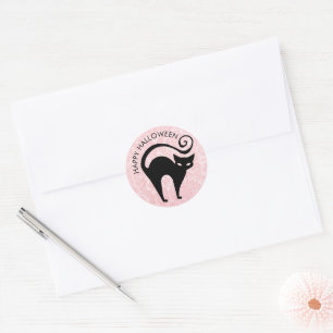 Sticker Rond Damask Glam Halloween Kitty