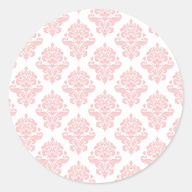 Sticker Rond Damask Rose Pêche Pastel  (Devant)