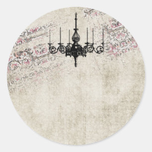 Sticker Rond Damassé vintage chic minable de lustre victorien