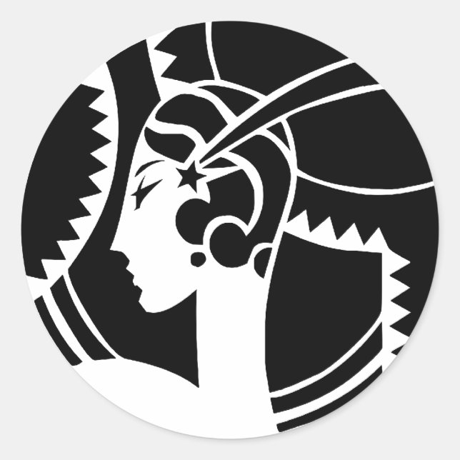 Sticker Rond Dame Art déco (Devant)