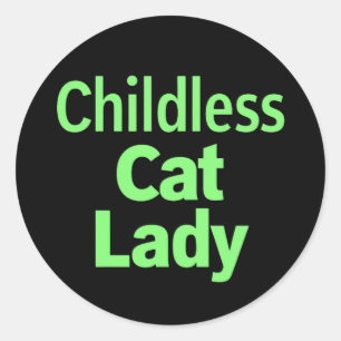 Sticker Rond Dame de chat sans enfants Drôle Vote 2024