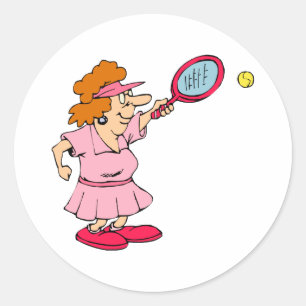 Sticker Rond Dame de tennis rose