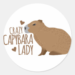 Sticker Rond dame folle de capybara
