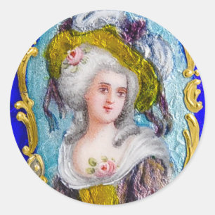 STICKER ROND DAME ROCOCO AUX ROSES ROSES ROSES
