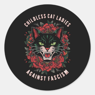 Sticker Rond Dames chats sans enfants contre le fascisme 