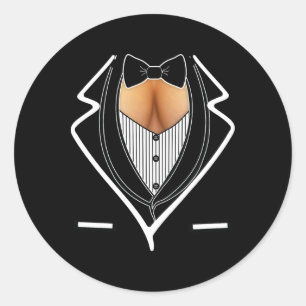 Sticker Rond Dames Cleavage Tuxedo Halloween Costume Party Mar