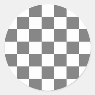 Sticker Rond Damier gris classique