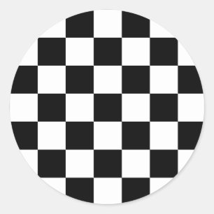 Sticker Rond Damier noir classique