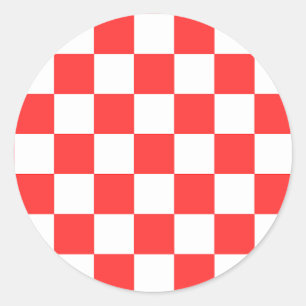 Sticker Rond Damier rouge visuel classique