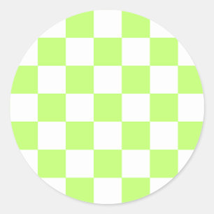 Sticker Rond Damier vert citron visuel classique 