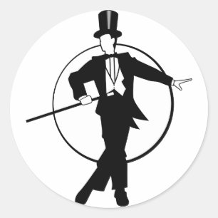 Sticker Rond Dancer Tuxedo Top Hat Cane 20's art déco