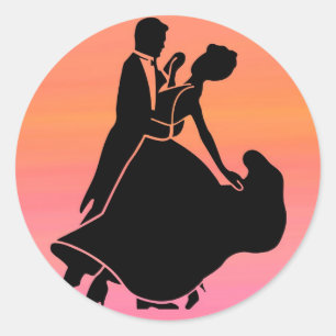 Sticker Rond danceurs de soleil couchant tropical