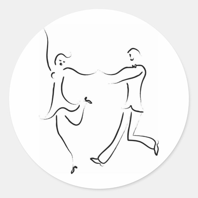 Sticker Rond Dancing Couple Sketch (Devant)